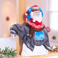 Hand Carved Wooden Santa Claus on Walrus - Christmas Figurine