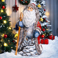 Hand-Carved Wooden Santa Claus Figurine: Holiday Home Decor