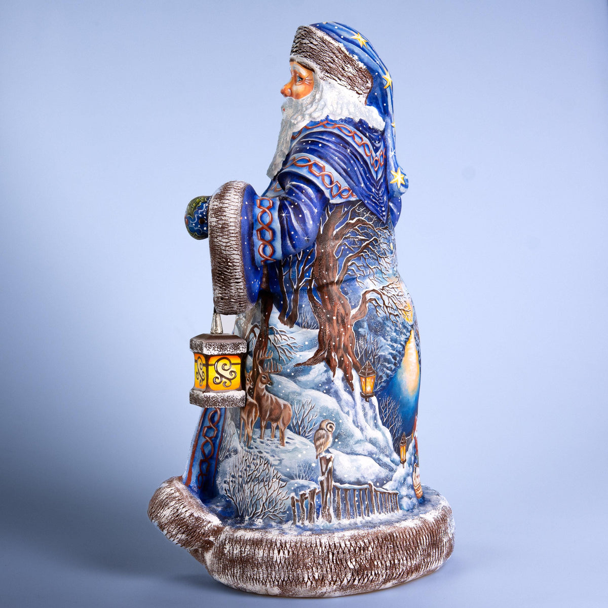 Hand Carved Santa Figurine: Wooden Christmas Mantel Decor, Signed Art