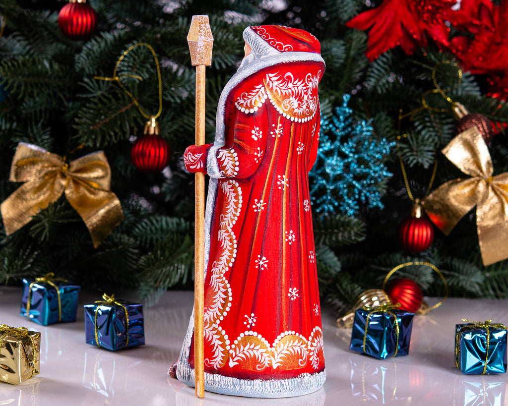 Hand Carved Wooden Santa Claus Figurine: 9" Christmas Decor