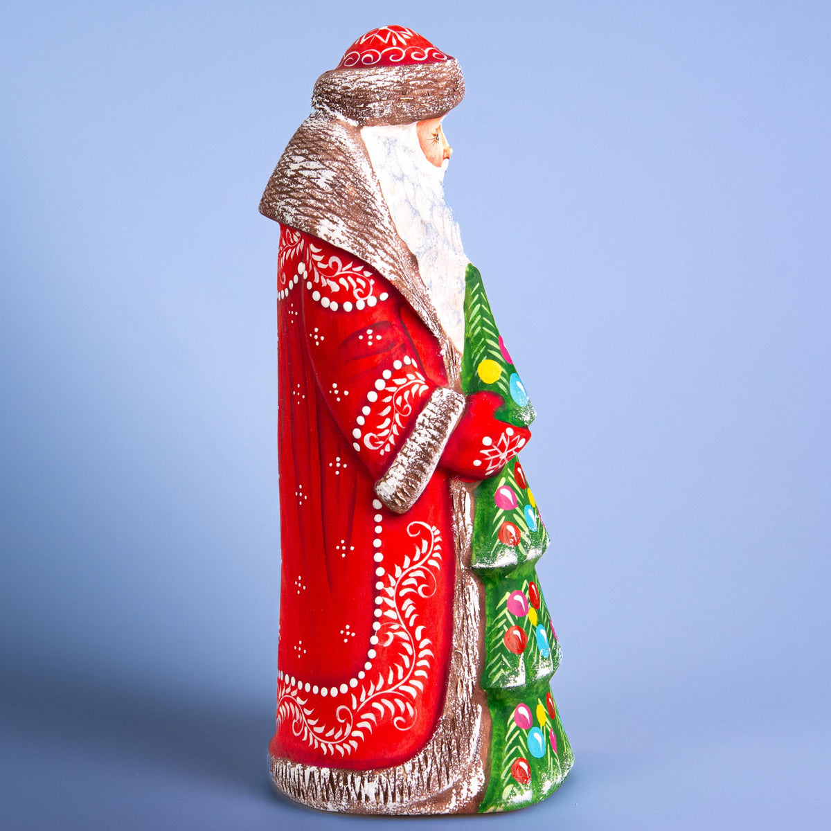Hand Carved Wooden Santa Claus Figurine: 9" Holiday Decor