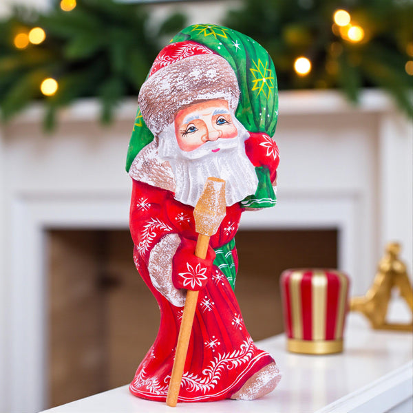 Old World Father Christmas figurine, carved solid wood, 7.9 inch