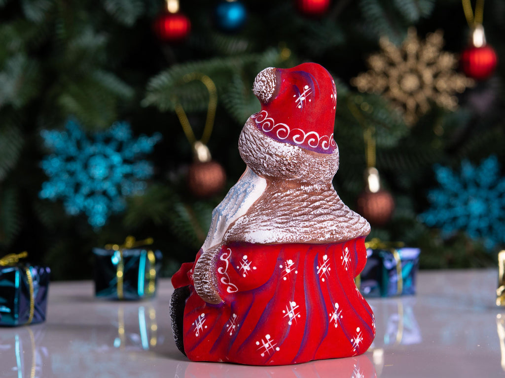 Hand painted Father Christmas figurine with bird shelf gift 5.1 inch