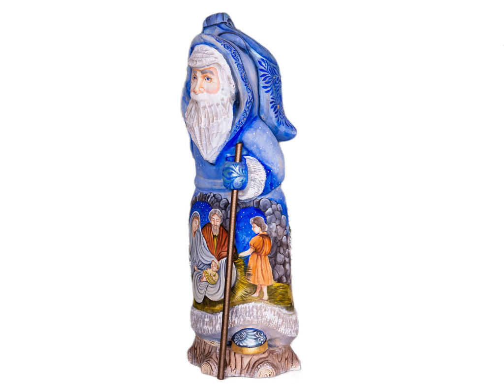 Santa Figurine 12", Nativity Scene, Orthodox Icon Style, Hand Painted Wood