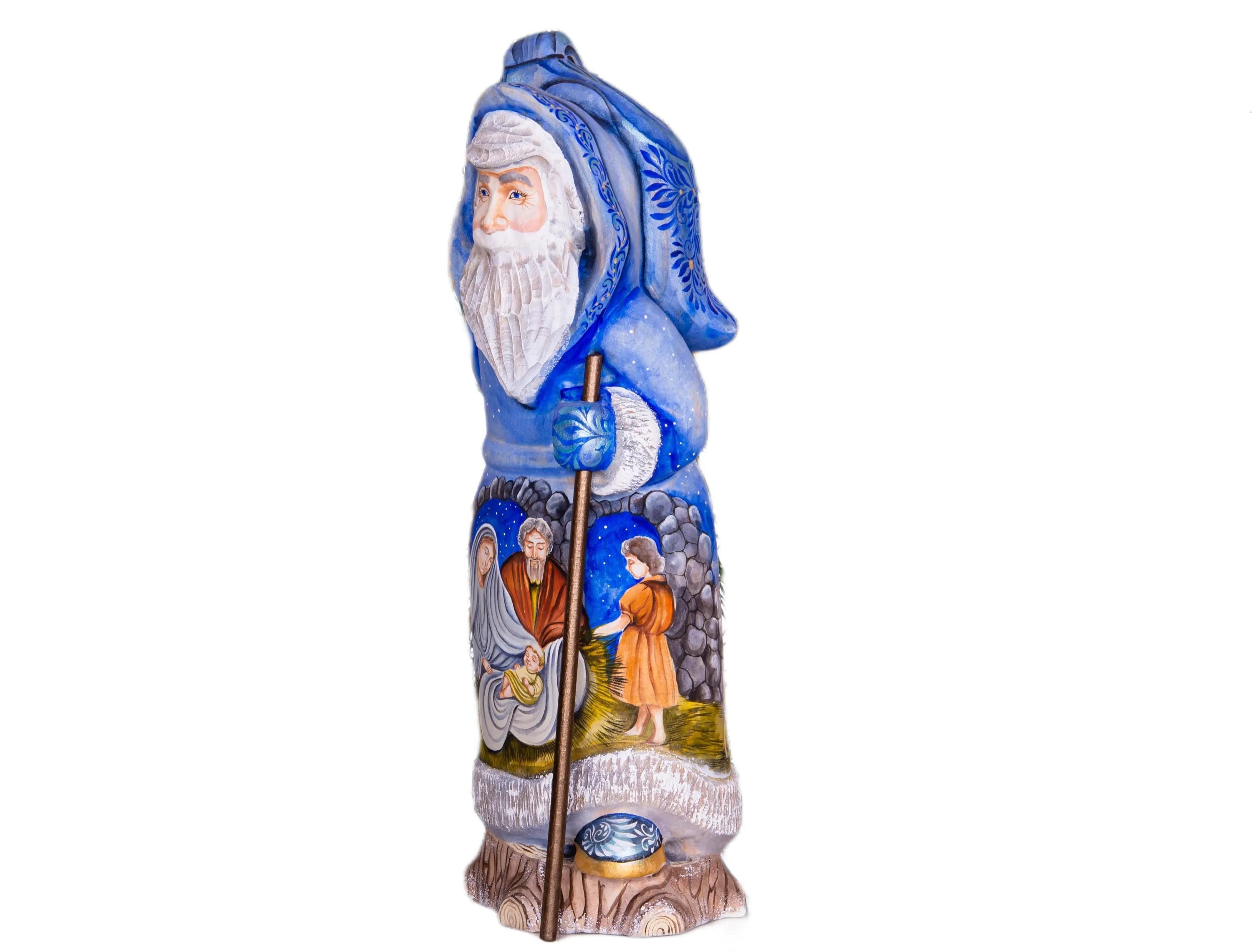 Santa Figurine 12", Nativity Scene, Orthodox Icon Style, Hand Painted Wood