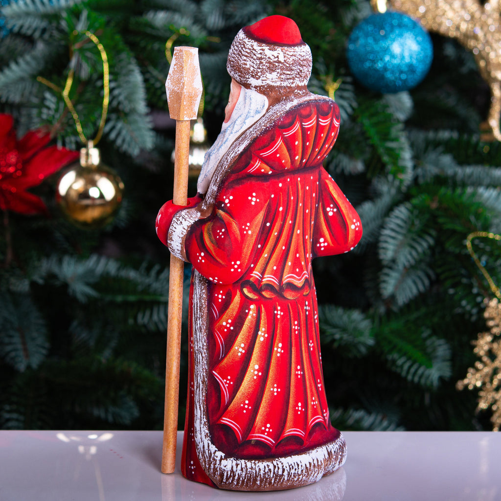 Hand Carved Wooden Santa Claus Figurine: 8" Christmas Decor
