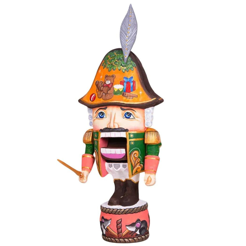 Collectible Nutcracker Figurine 10.6", Hand Painted Wood, Christmas Shelf Decor