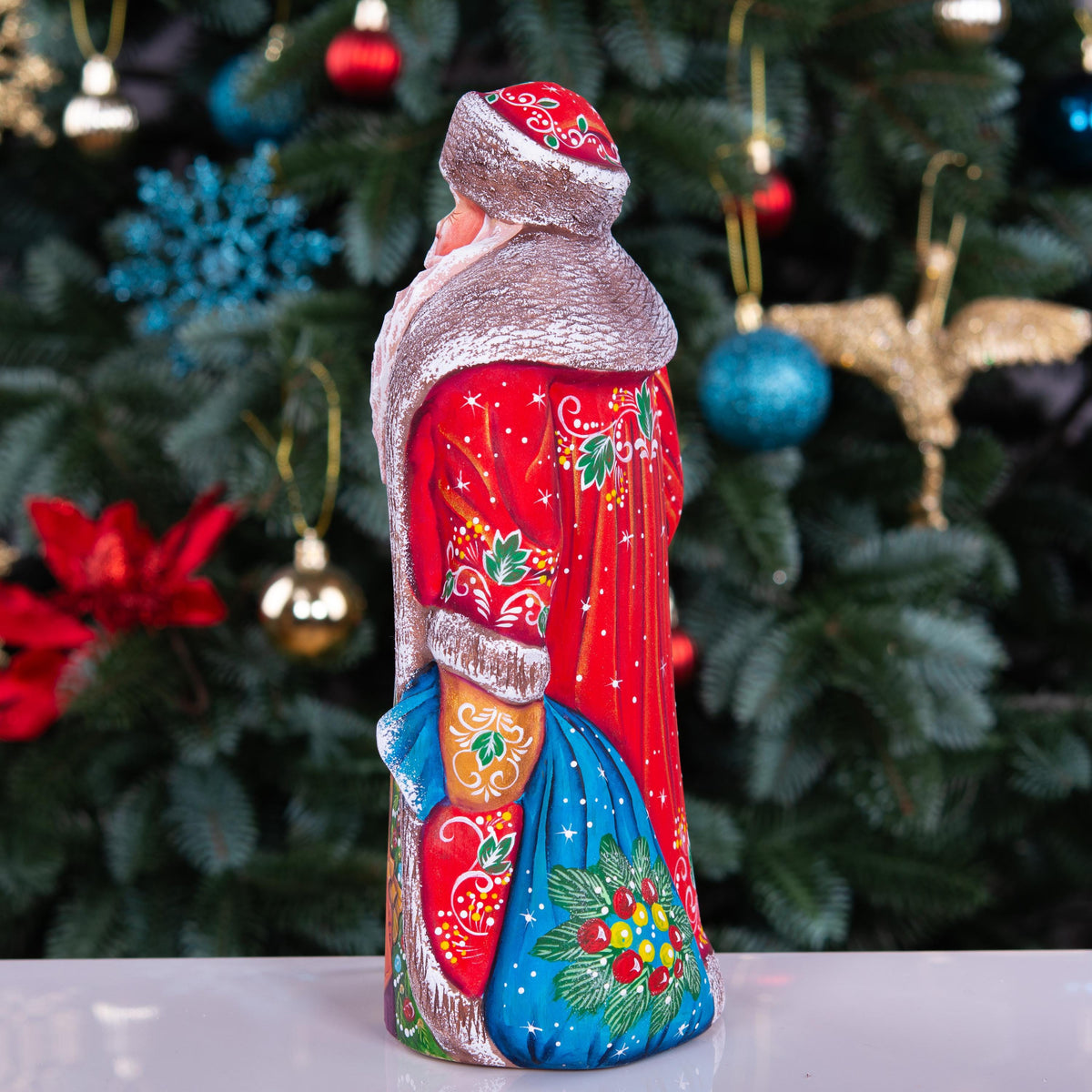 Santa Claus figurine, folk art children with toys, 9.4 inch