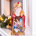 Hand carved Santa nativity figurine 12 inch, religious Christmas mantel or shelf decor