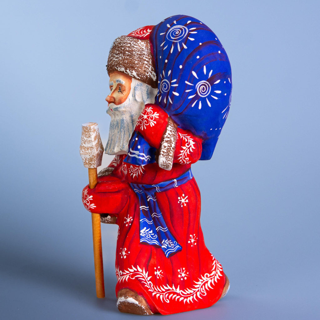 Wooden hand carved Santa Claus figurine 8", Christmas Holiday Home Decor indoor, Hand painted Christmas gift made in Ukraine