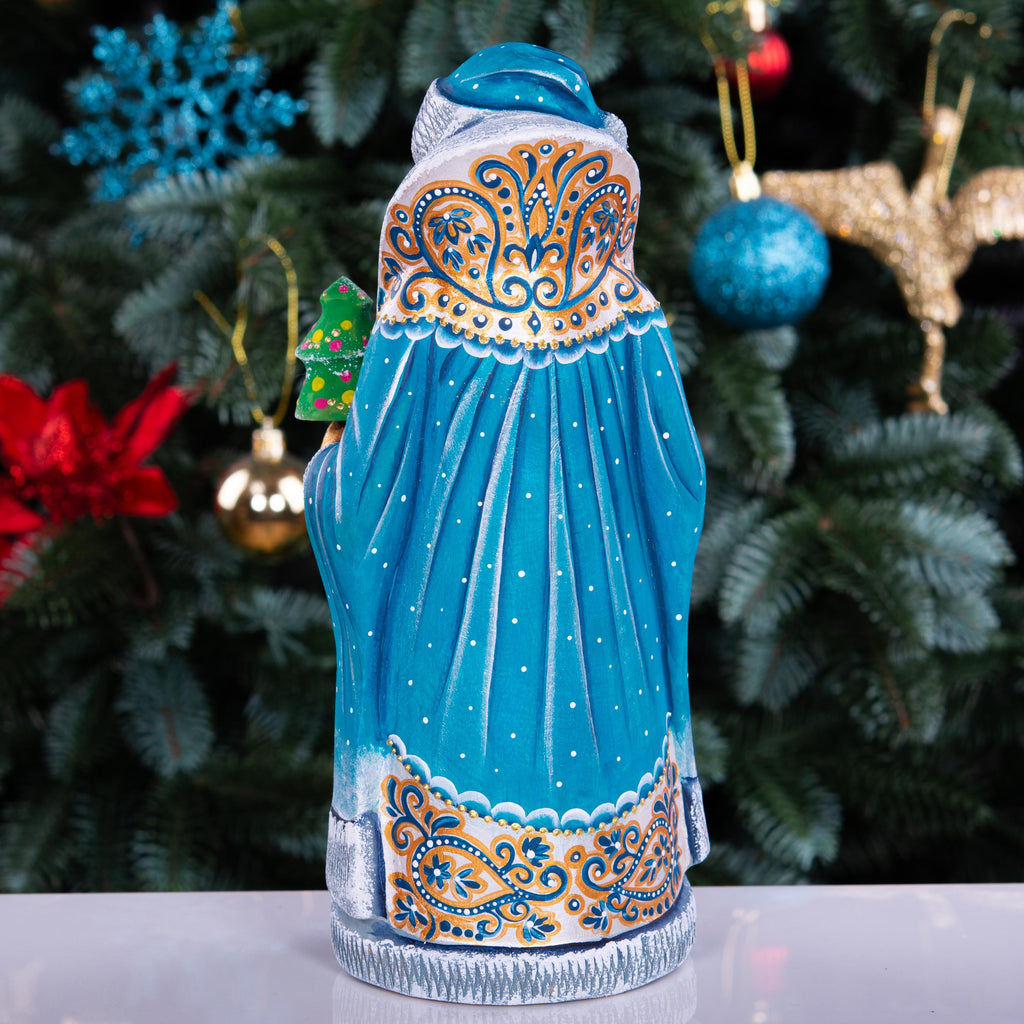 Hand-Carved Wooden Santa Claus Figurine: 9" Hand-Painted Christmas Decor
