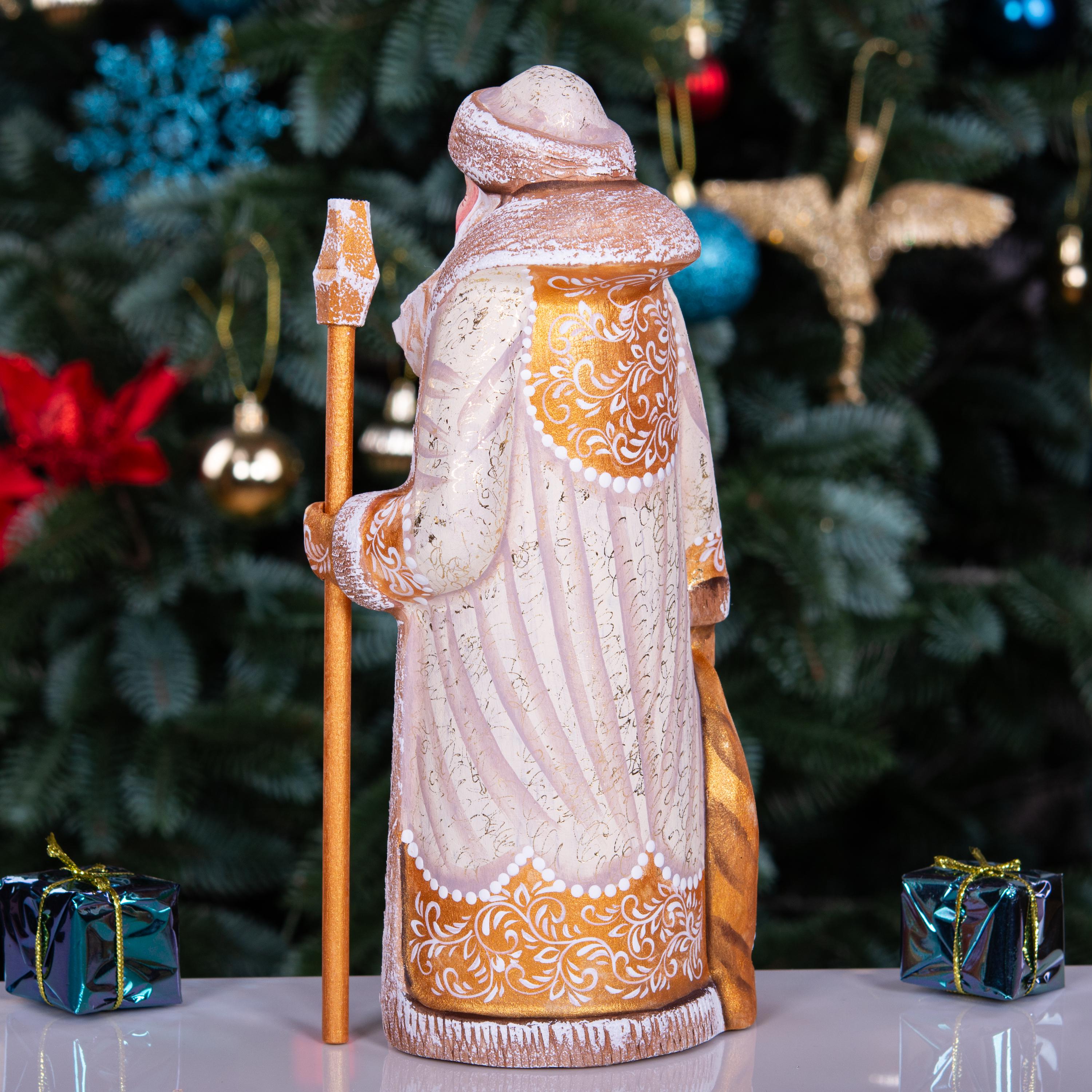 Santa Figurine 9", Nativity Scene, White & gold Coat, Old World