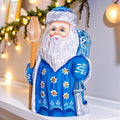 Hand Carved Wooden Santa Claus Figurine: Hand-Painted Christmas Decor