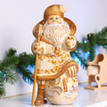Hand carved Santa wooden statue 9.5 inch, gift sack scene