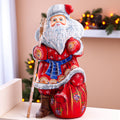 Hand carved Santa wooden figurine 9.5 inch, toy sack, mantel decor