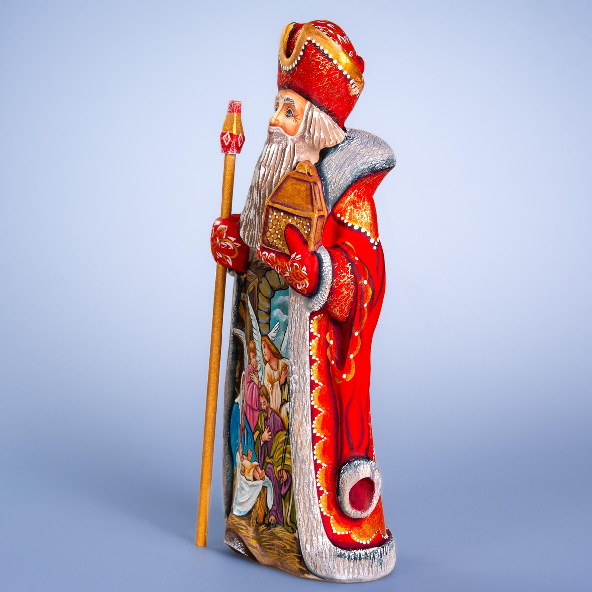 Hand carved Santa figurine 12 inch, Holy Family Nativity display