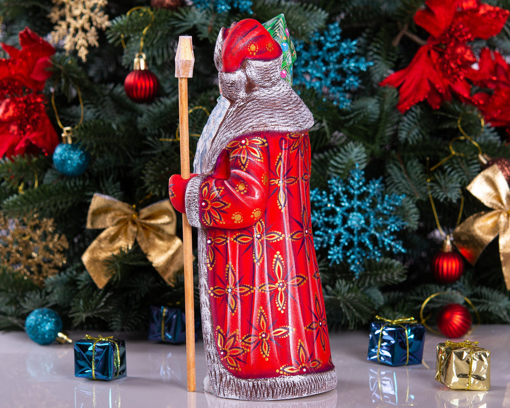 Handmade Wooden Santa Claus Figurine: Carved Folk Art Christmas Decor (10 inch)