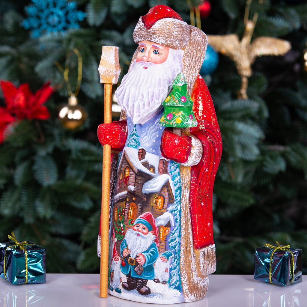 Hand-Carved Wooden Santa Claus Figurine: Signed Holiday Decor (9")