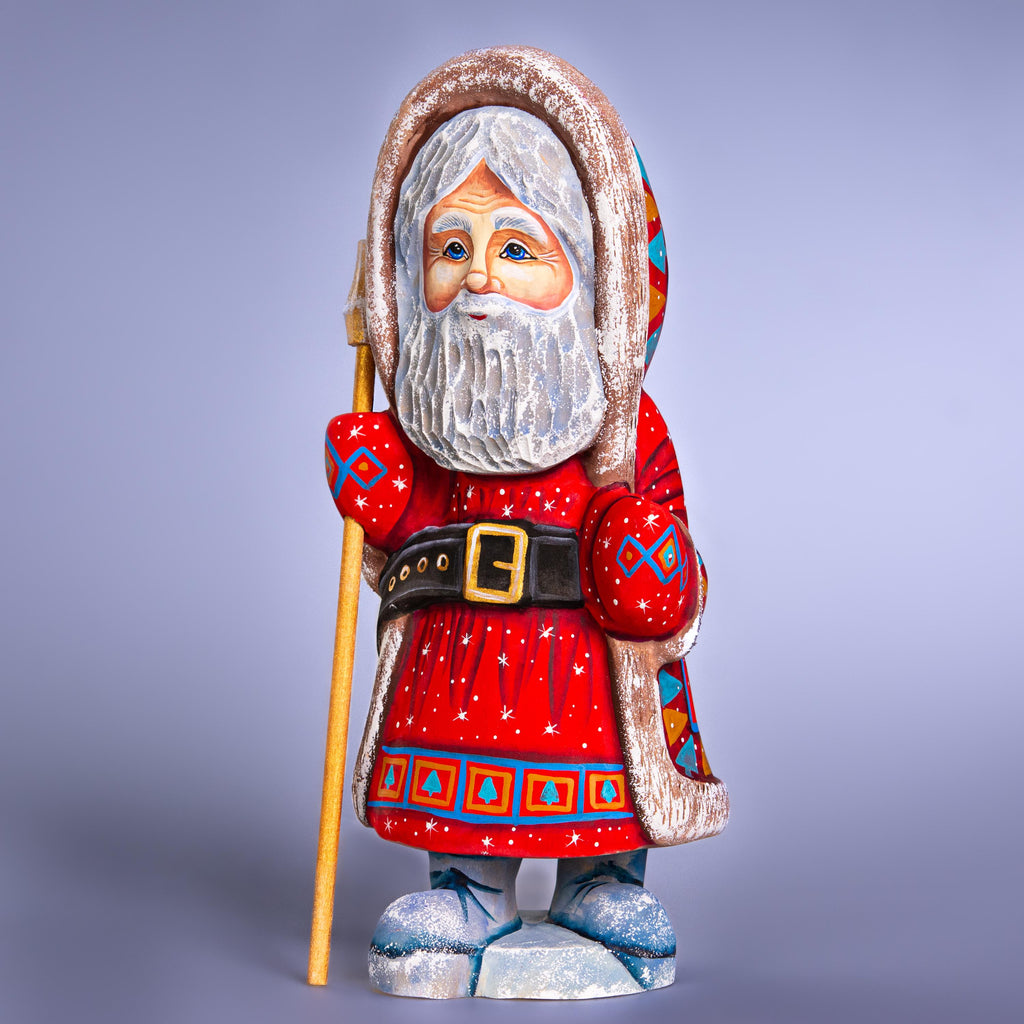 Kris Kringle wooden figurine 11 inch, hand painted Christmas art