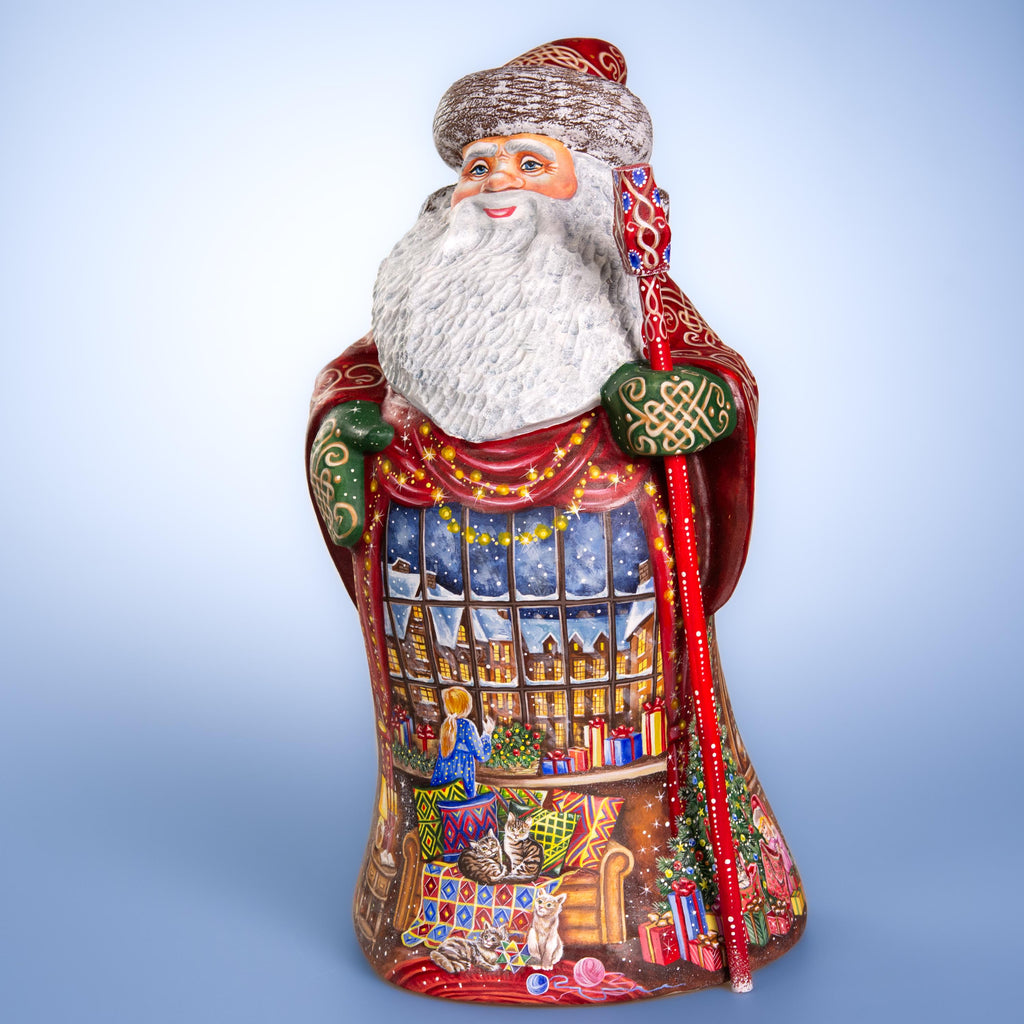 Father Christmas wooden figurine 14 inch, living room fireplace stockings, holiday home decor