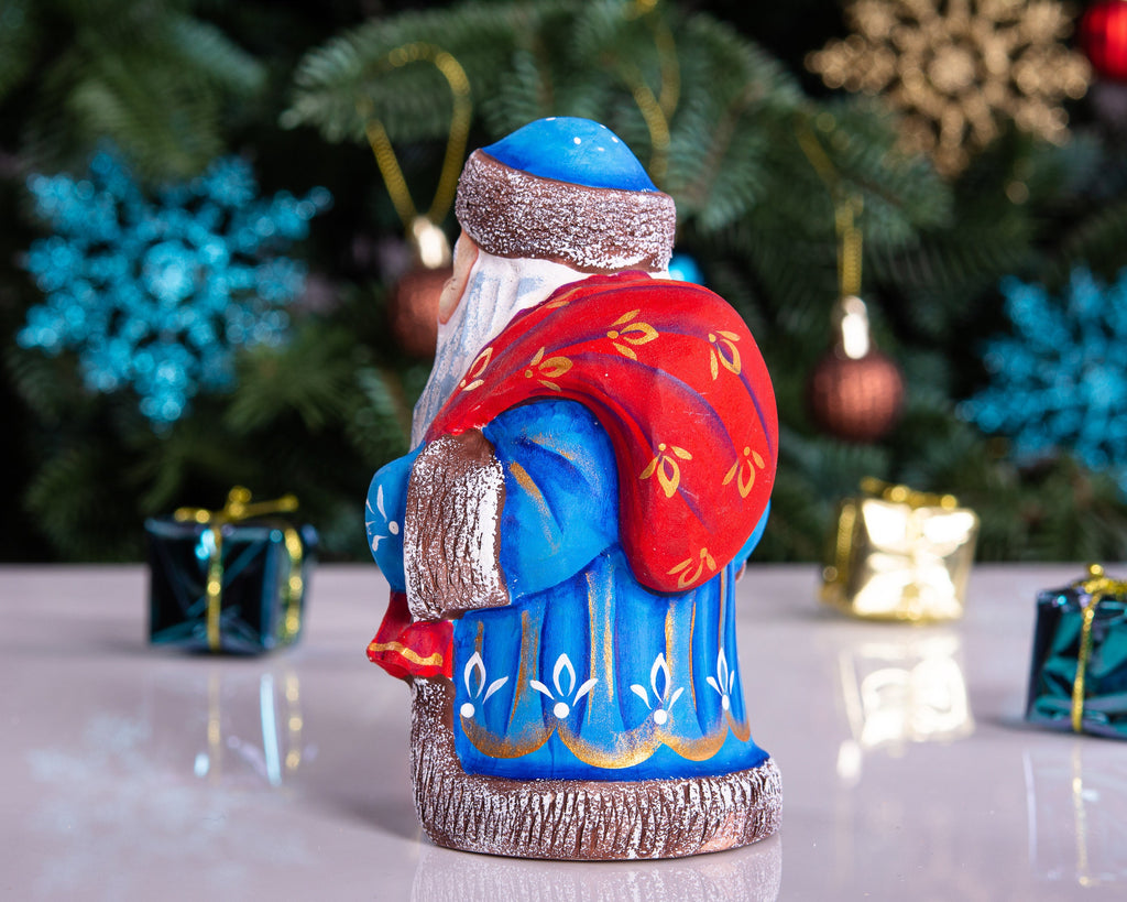 Old‑World Father Frost 5.1", Hand‑Carved Wood, Rabbits Under Pine