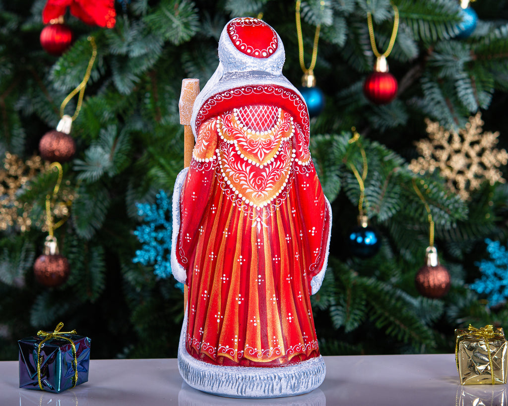 Hand-Carved Wooden Santa Claus Figurine: 9" Christmas Decor