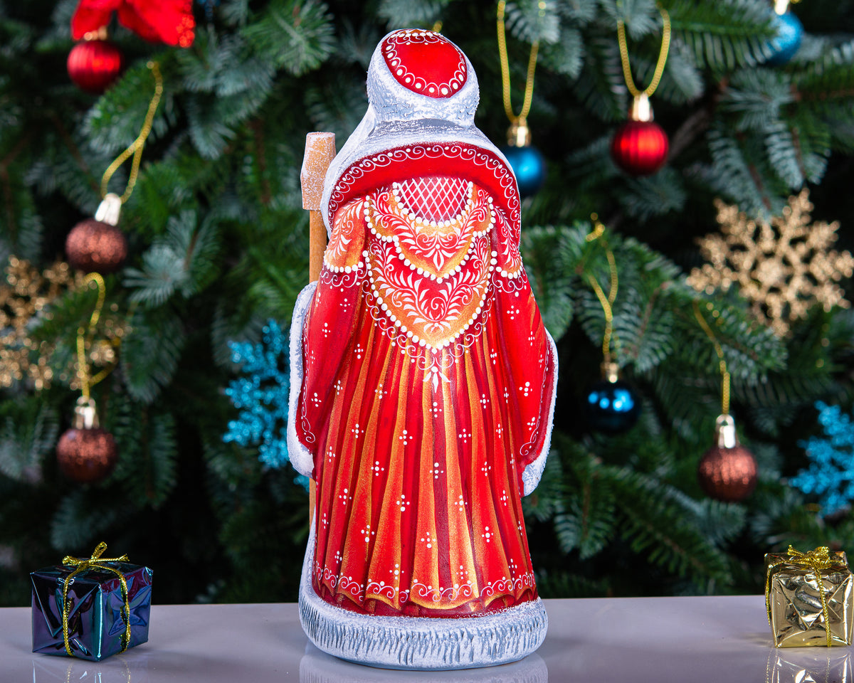 Hand-Carved Wooden Santa Claus Figurine: 9" Christmas Decor