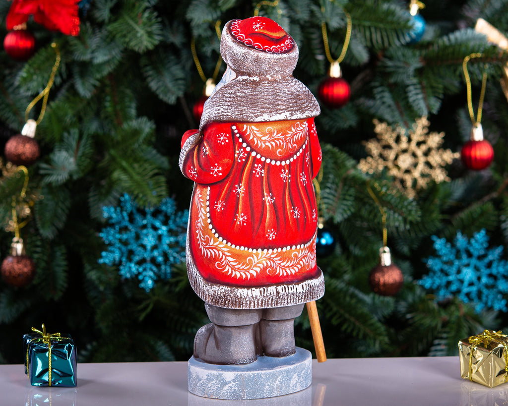 Hand-Carved Wooden Santa Claus Figurine: Holiday Home Decor (10 inch)