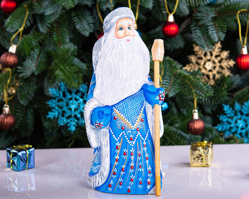 Hand Carved Wooden Santa Claus Figurine: Signed Christmas Decor