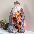 Hand-Carved Wooden Santa Claus Figurine: Christmas Holiday Decor (14 inch)