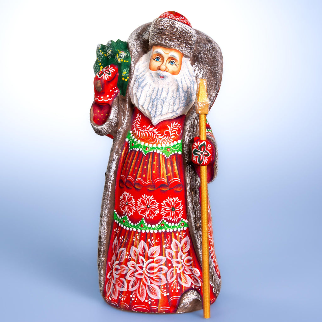 Hand carved Santa wooden figurine 10 inch, Christmas gift for collectors