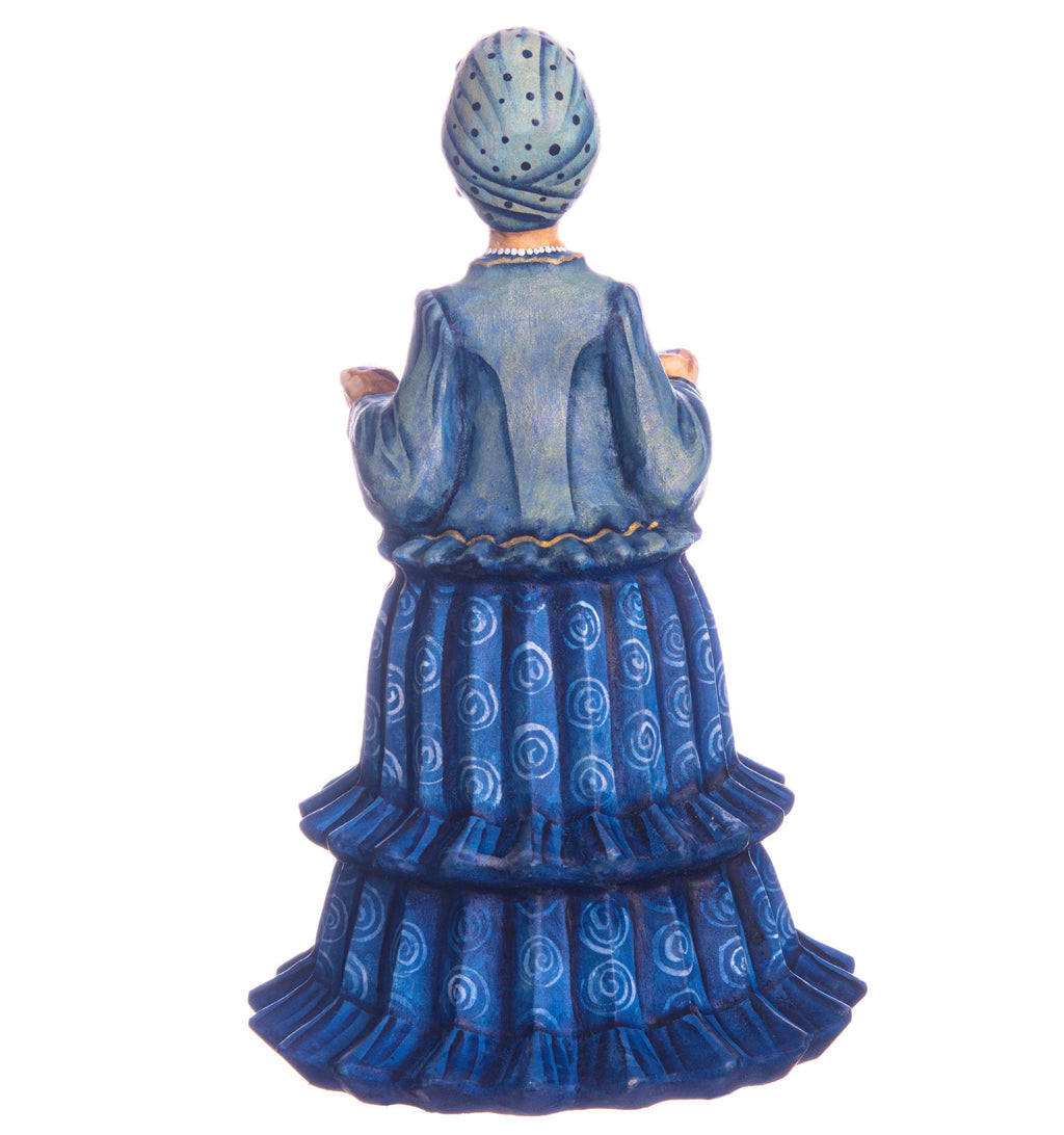 Hand carved hostess with samovar wooden figurine 7.5 inch, folk art decor