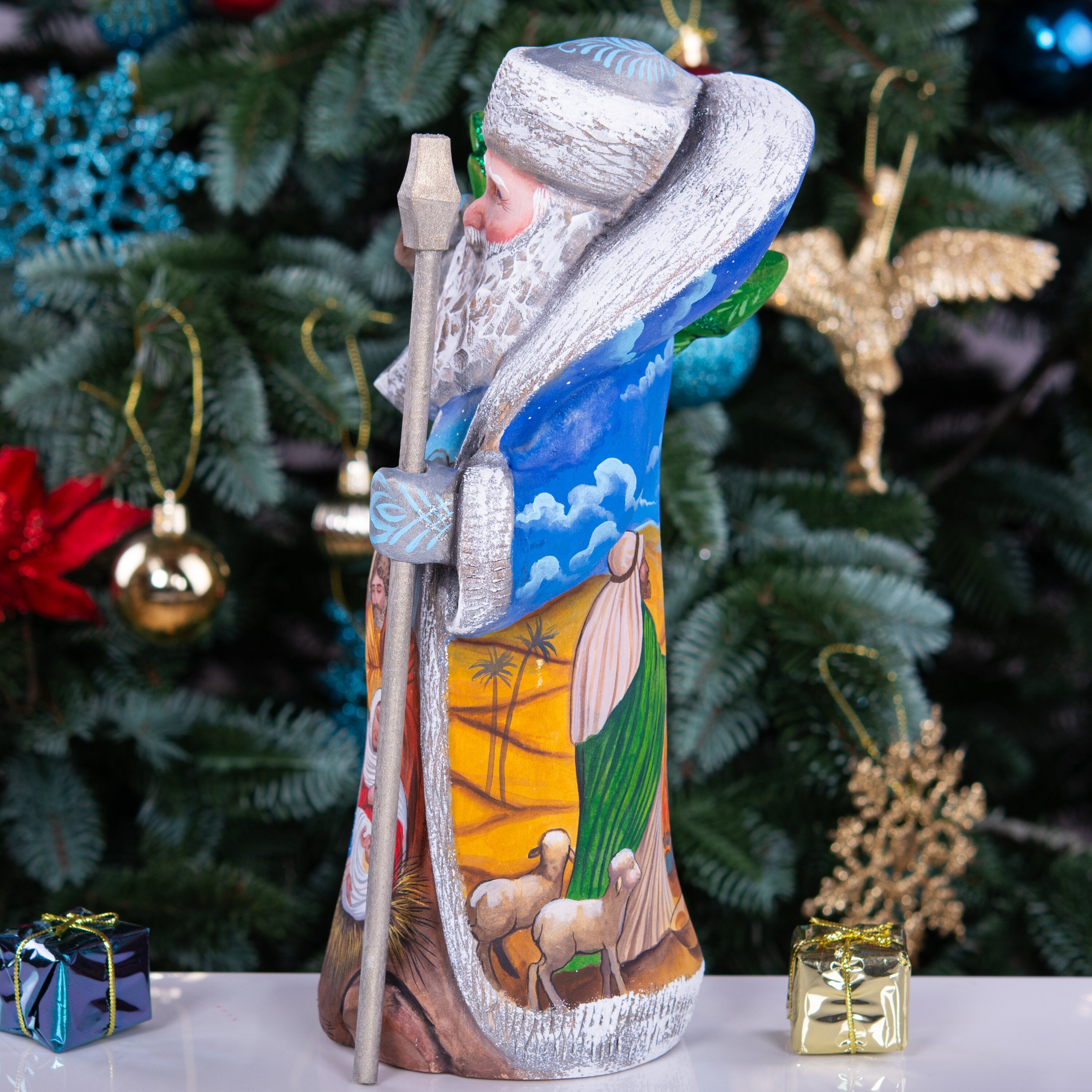 Santa Figurine 11", Nativity Story Scene, Vintage Style, Christian Decor