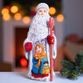 Hand carved Russian Santa figurine 9 inch, girl with basket, Christmas mantel decor