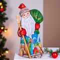 Nativity Santa wood statue 8 inch, Holy Family desert scene, religious shelf Christmas display
