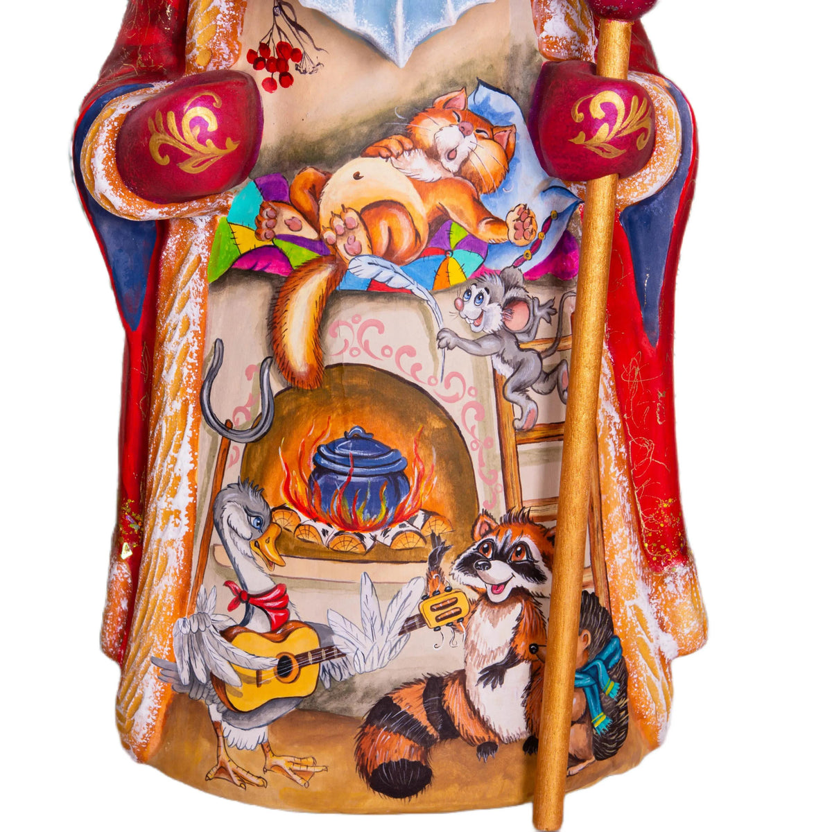 Hand-Carved Wooden Santa Claus Figurine: Whimsical Christmas Decor