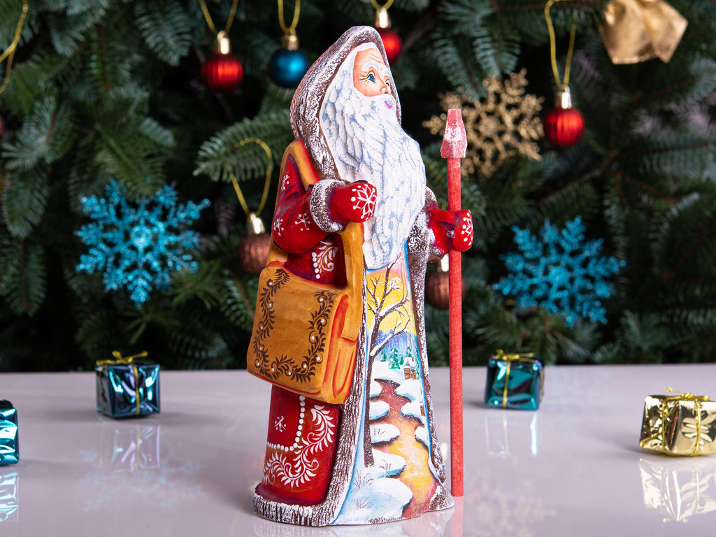Wooden Santa Claus figurine 9", handmade Mantle Decor