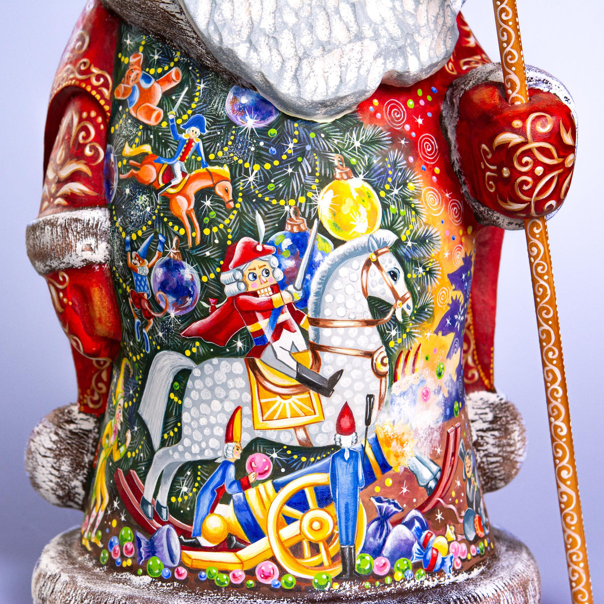 Hand Carved Wooden Santa Statue 14", Nutcracker Scene, Old World