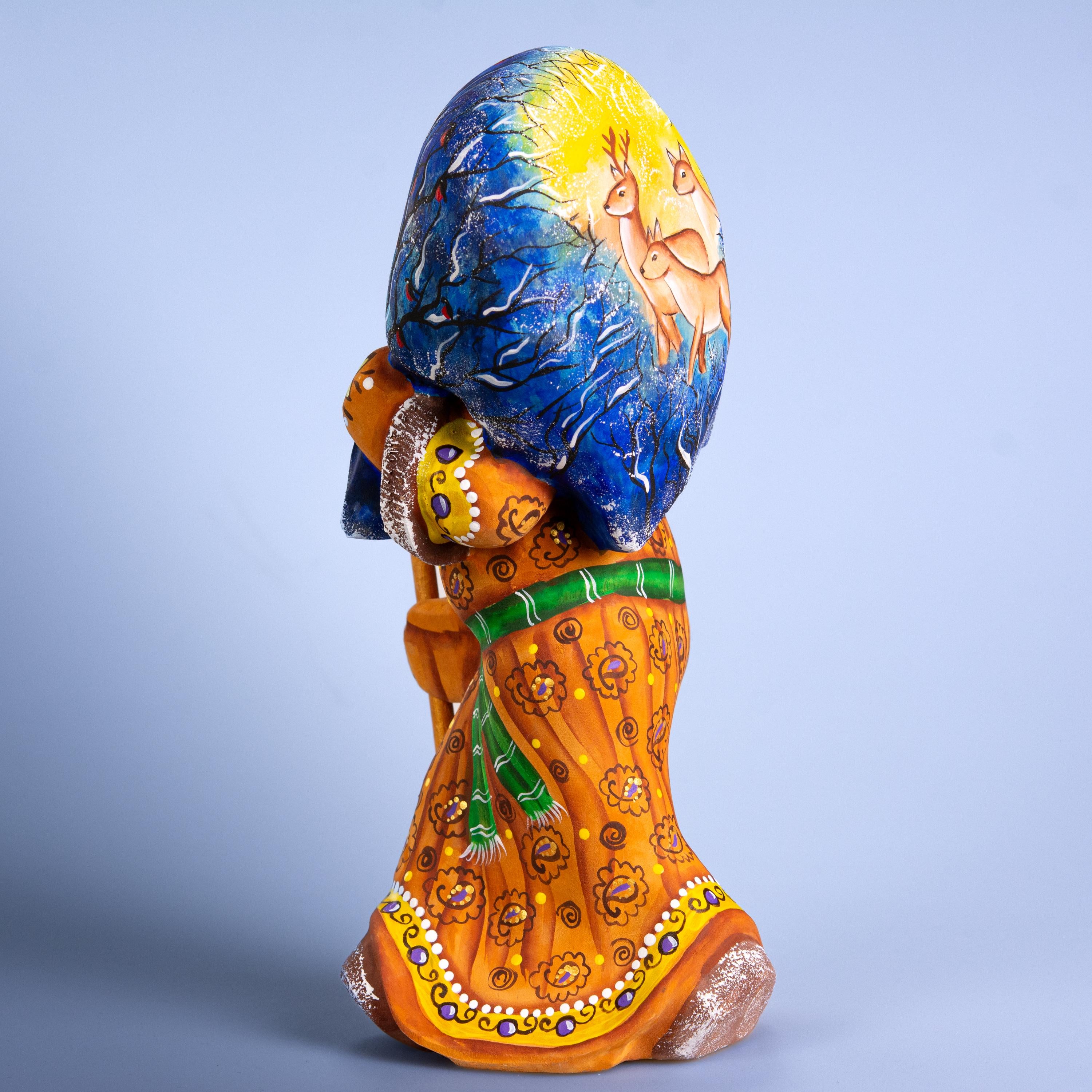Hand painted wooden Santa 10 inch figurine, collectible Christmas decor
