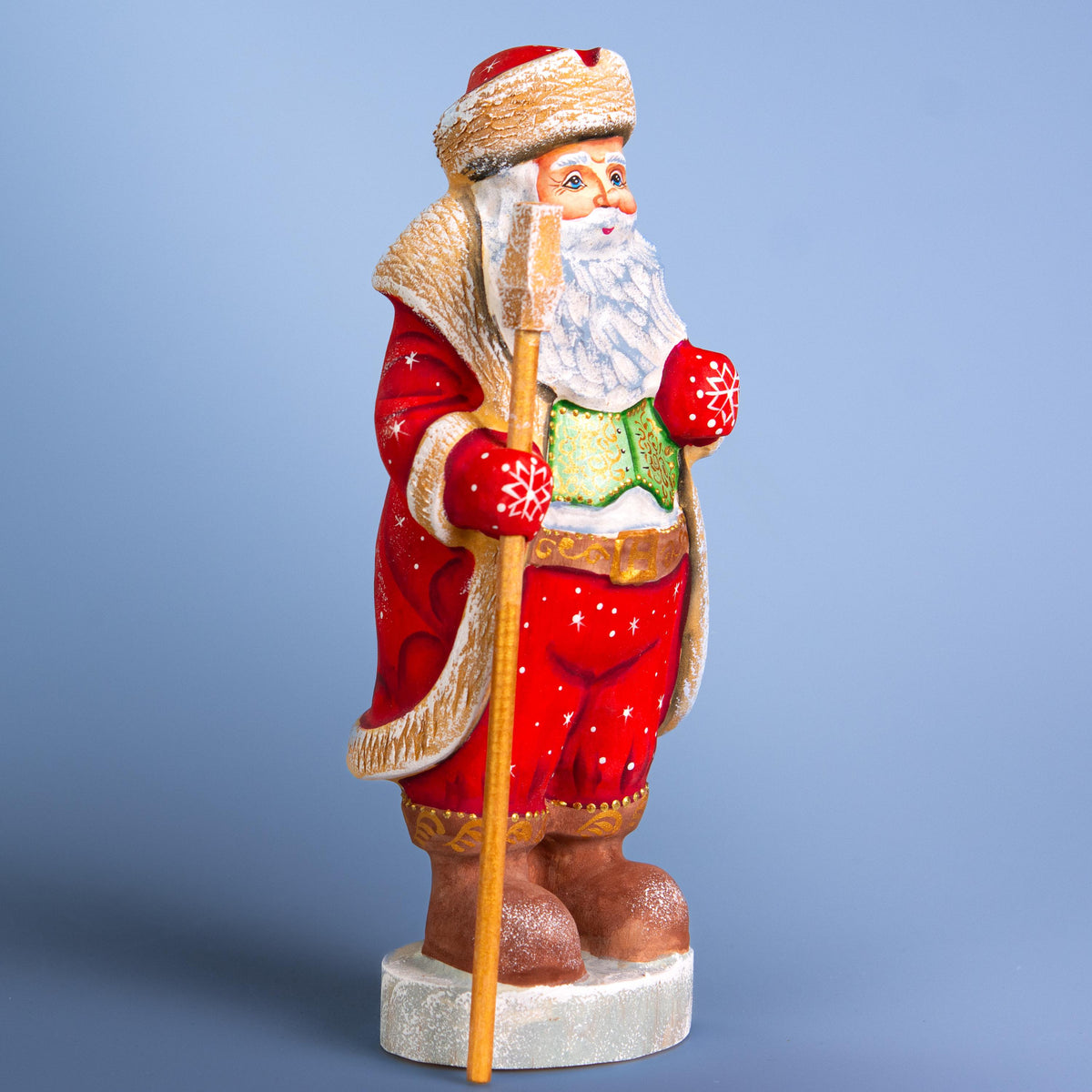 Wooden Hand Carved Santa Claus figurine 10", handmade Christmas home decor, Hand Painted Funny Christmas gift idea made in Ukraine