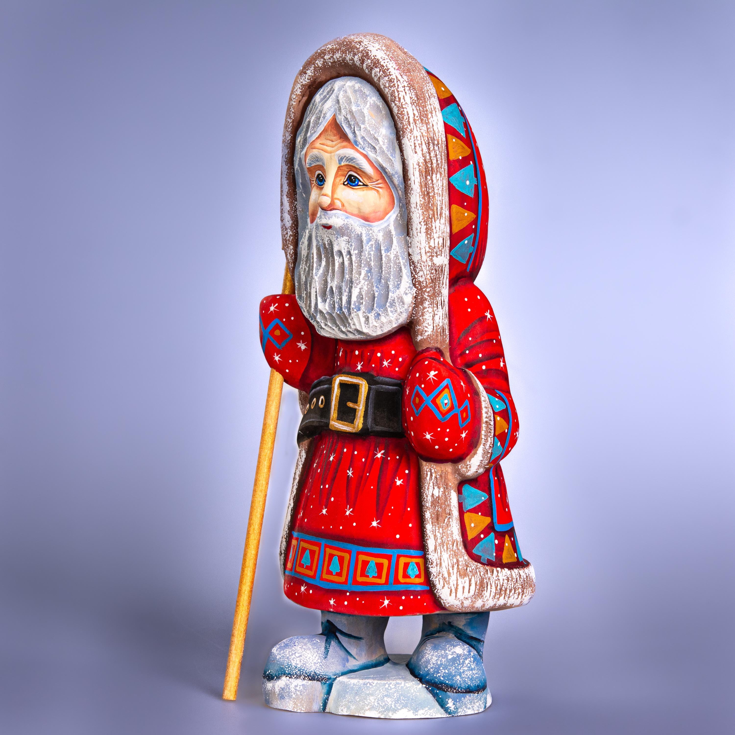 Kris Kringle wooden figurine 11 inch, hand painted Christmas art