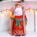 Hand carved Santa wooden figurine 9.5 inch, Christmas mantel decor
