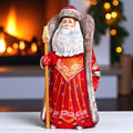 Hand Carved Wooden Santa Claus Figurine: Handmade Christmas Decor, 9"