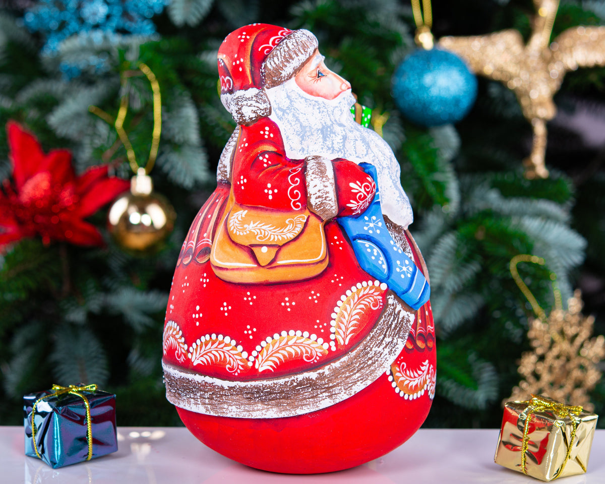 Wooden hand carved Santa Claus figurine, Handmade Christmas Holiday Home Decor indoor, Hand painted Christmas gift idea made in Ukraine