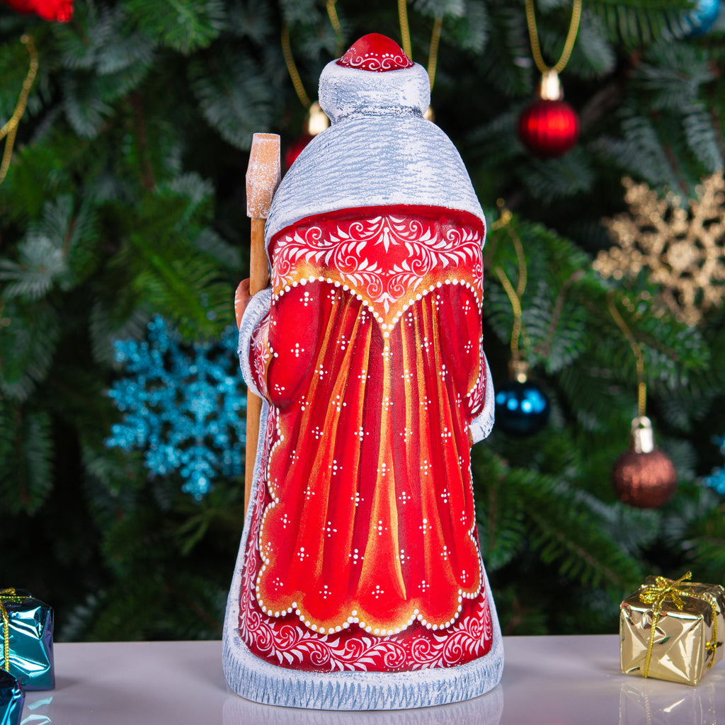 Hand Carved Wooden Santa Claus Figurine: Folk Art Christmas Decor (9 inch)