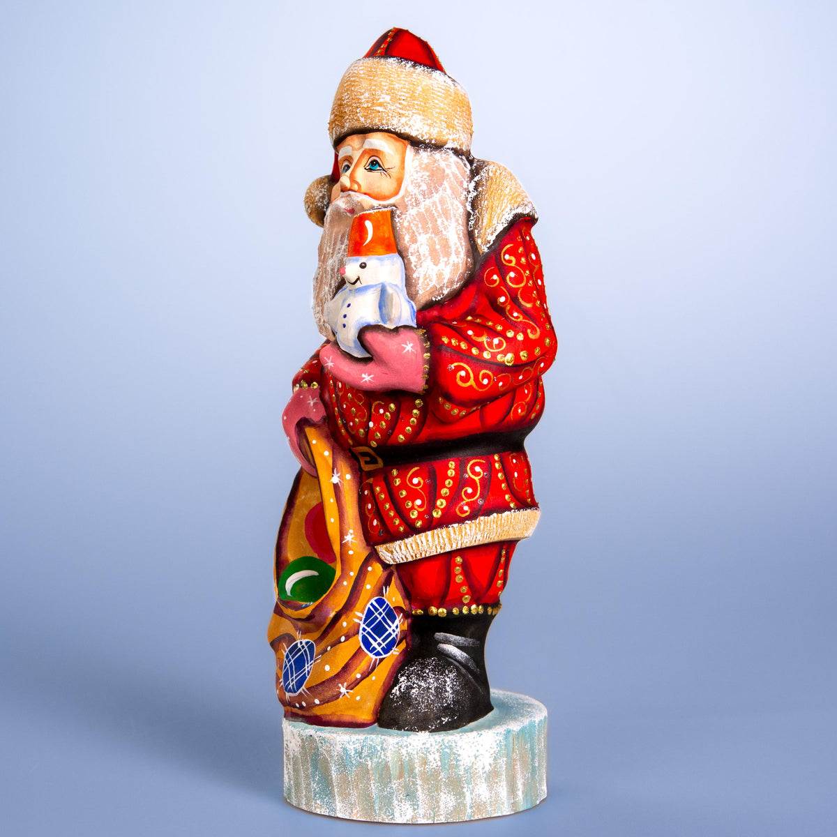 Vintage Santa Claus figurine 10", hand carved wooden mantel decor