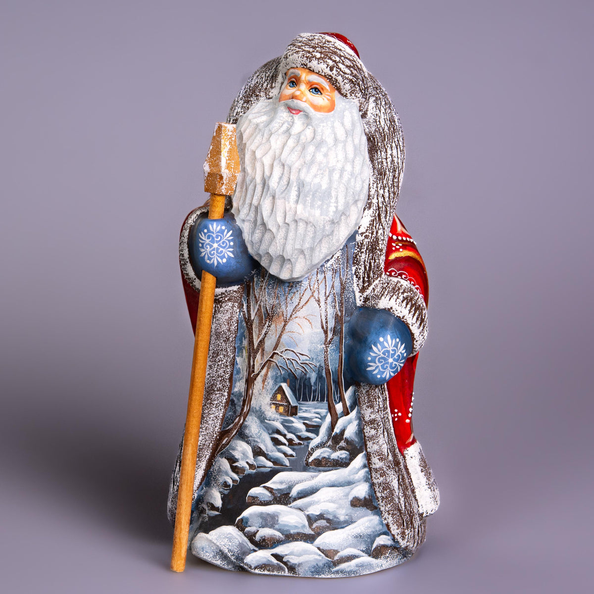 Hand-Carved Wooden Santa Claus Figurine: Holiday Home Decor
