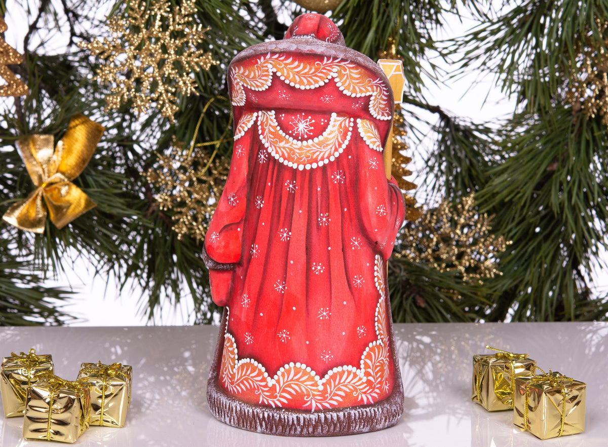 Hand-Carved Wooden Santa Claus Figurine: 9" Christmas Home Decor