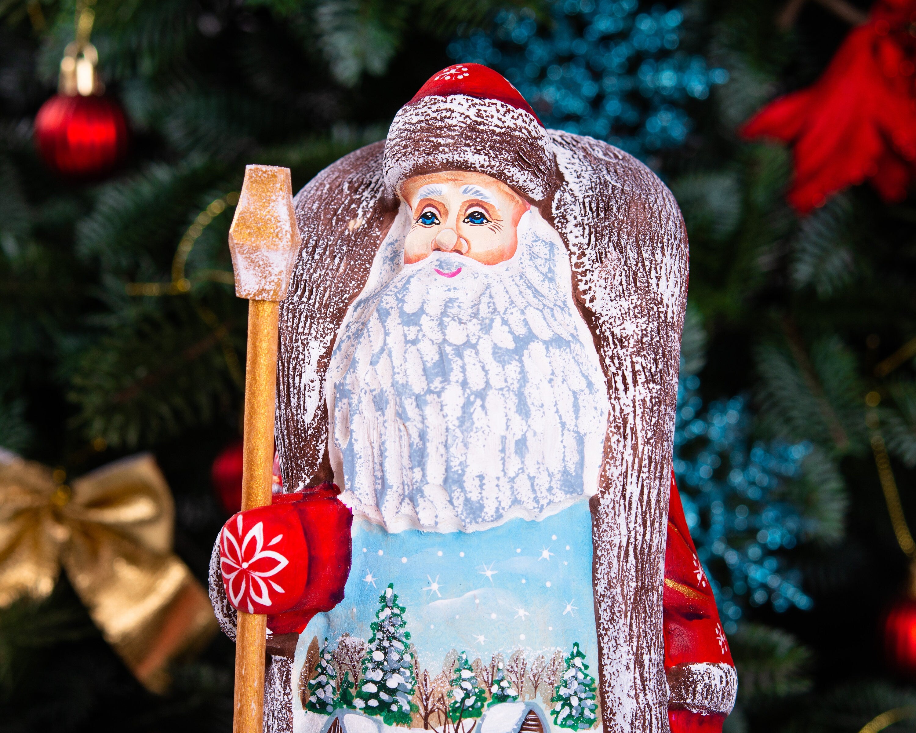 Christmas Holiday Home Decor indoor Wooden Santa Claus figurine 9", Funny Christmas gift ideas made in Ukraine