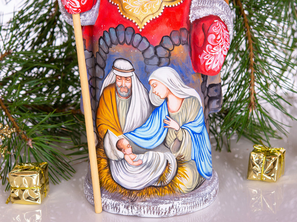 Father Christmas Statue 12", Holy Family, Artist Painted, Old World